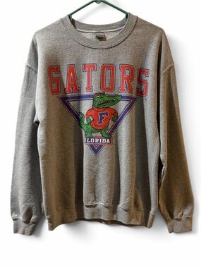 Florida Gators Albert Gator Retro Triangle Logo Gray Sweatshirt Medium Gildan